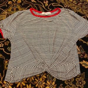 Black and white strip crop top